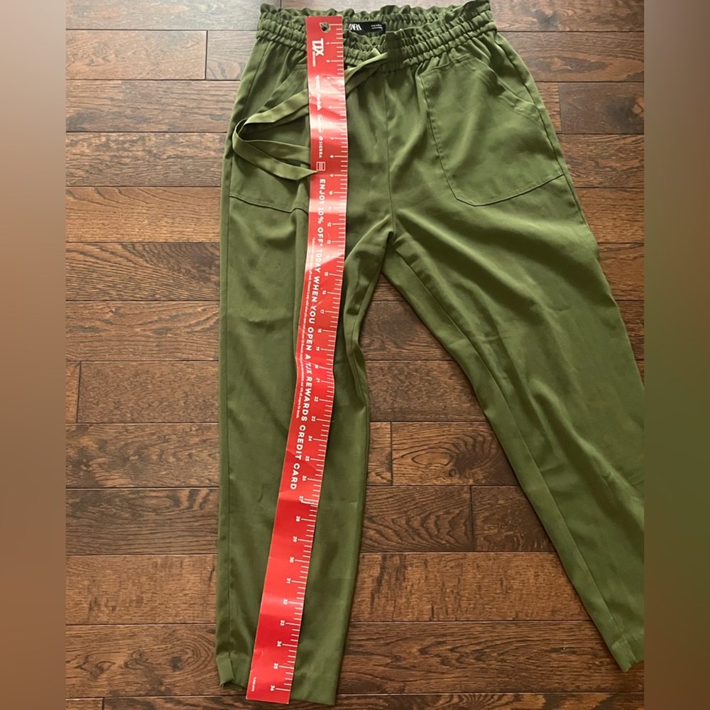 Zara Army Green Drawstring Casual Pants - Picture 10 of 10